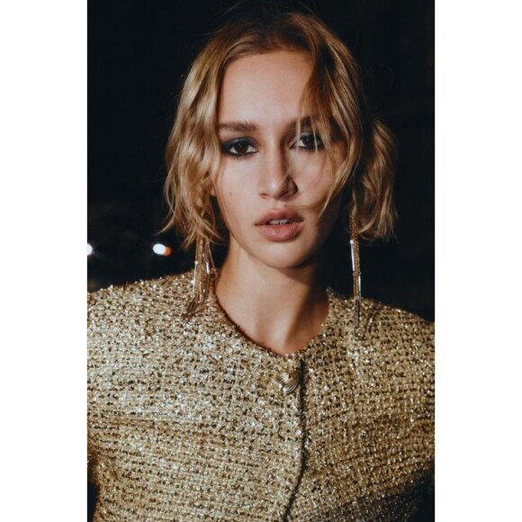 ZARA CROPPED TEXTURED JACKET WITH METALLIC THREAD - Picture 6 of 10